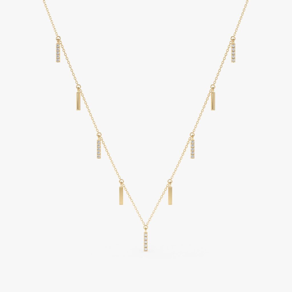 Multi Diamond Bar Necklace