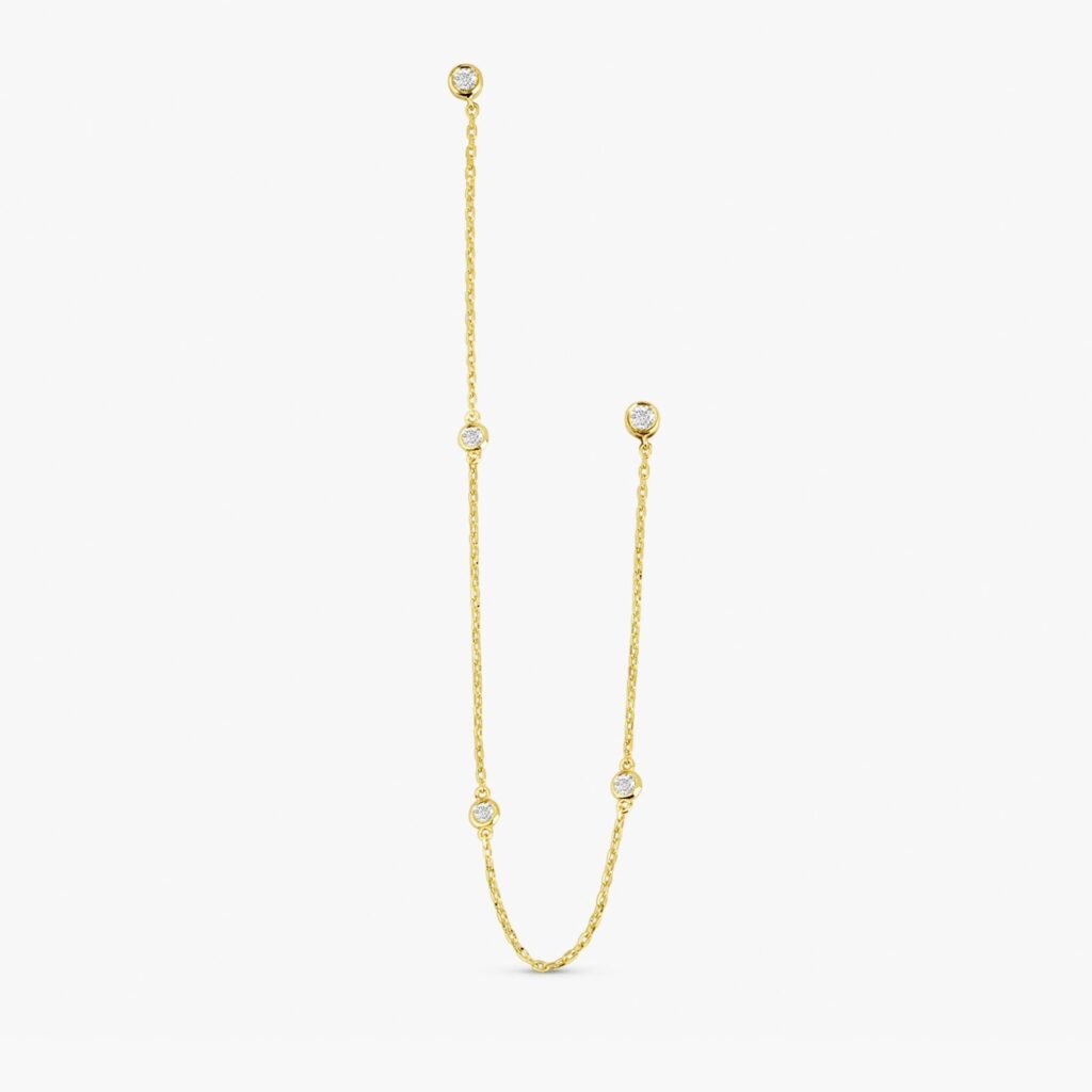 Multi Diamond Hanging Chain Studs