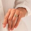 Bold sterling silver ring with a wide statement top