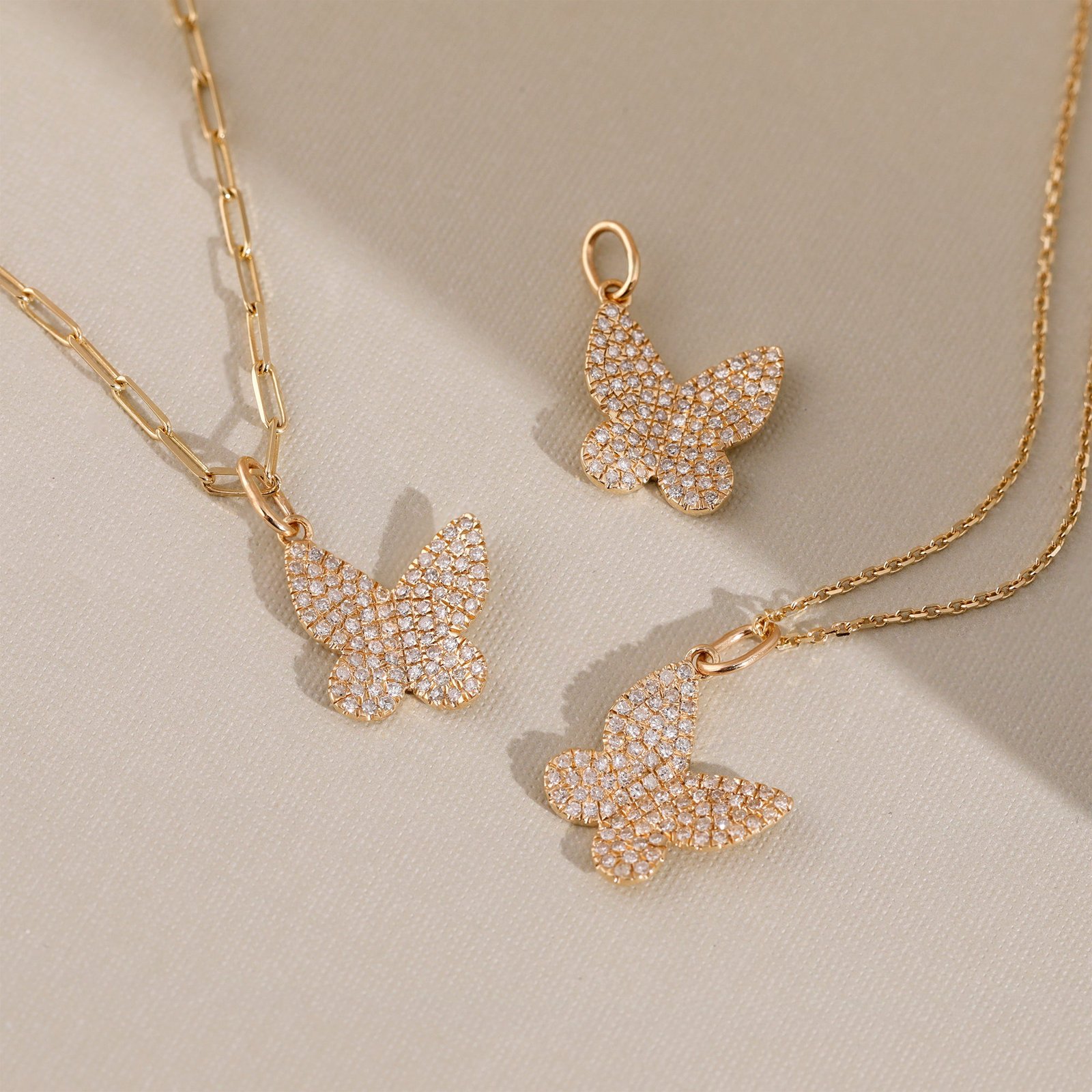 Simulated diamond butterfly necklace in sterling silver