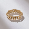 Elegant pave diamond cross band in thick gold plating