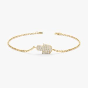 Pave Diamond Hamsa Hand Bracelet