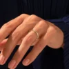 Sterling silver snake wedding ring with pave CZ accents