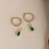 Pear-Cut Emerald & Diamond Charm Huggies - Image 2