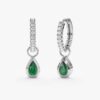 Pear-Cut Emerald & Diamond Charm Huggies - Image 3
