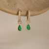 Pear-Cut Emerald & Diamond Charm Huggies - Image 6