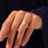 Pear-shaped sterling silver engagement ring with solitaire design
