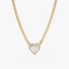Pearl Heart & Diamond Cuban Chain Necklace