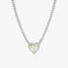 Pearl Heart & Diamond Cuban Chain Necklace - Image 2