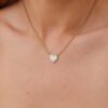 Pearl Heart & Diamond Cuban Chain Necklace - Image 5