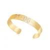 Personalized diamond date cuff bracelet in thick gold-plated sterling silver