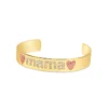 Personalised diamond letter cuff bracelet with pave-set CZ stones