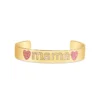 Personalised diamond letter cuff bracelet in thick gold plating