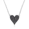 Reversible heart necklace with white and black diamond accents