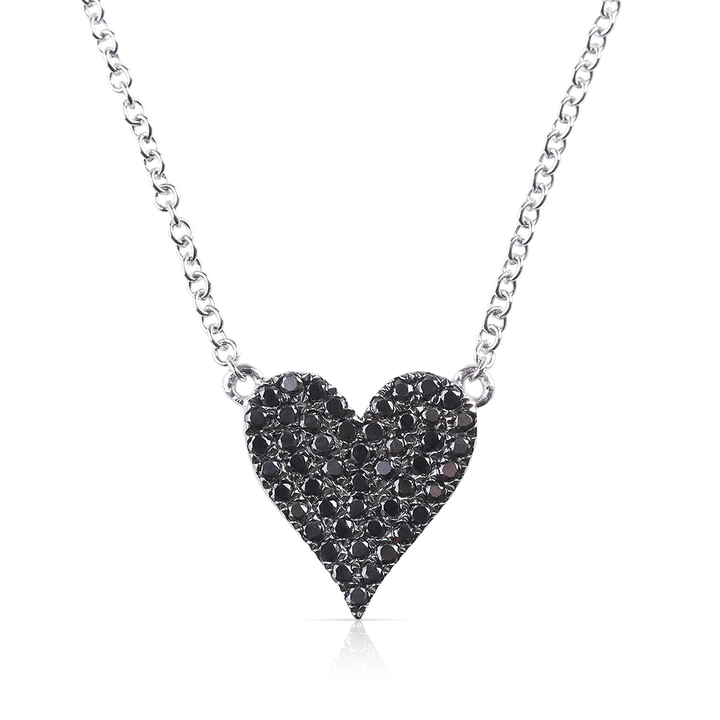 Reversible White And Black Diamond Heart Necklace