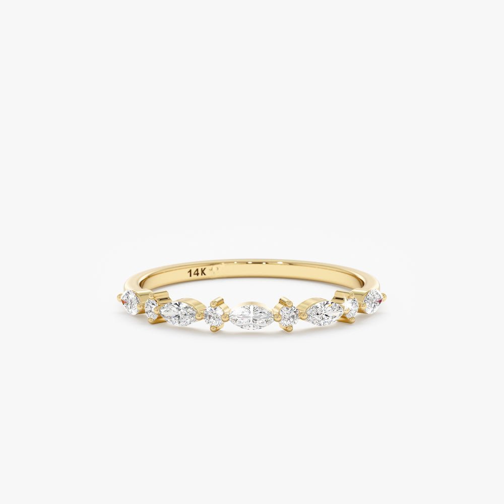 925 Sterling Silver Round and Marquise Diamond Ring