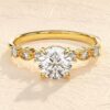 Round cut 1 ct diamond pave setting engagement ring