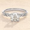 Pave band engagement ring with a polished finish