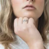 Diamond ring with sliced stones and pave surround