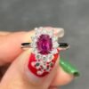 Flower ring featuring Premium CZ Ruby and diamond stones