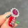 Elegant ruby ring with pave-set floral detailing