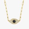 Sapphire & Diamond Eye Paperclip Necklace