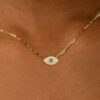 Sapphire & Diamond Eye Paperclip Necklace - Image 4