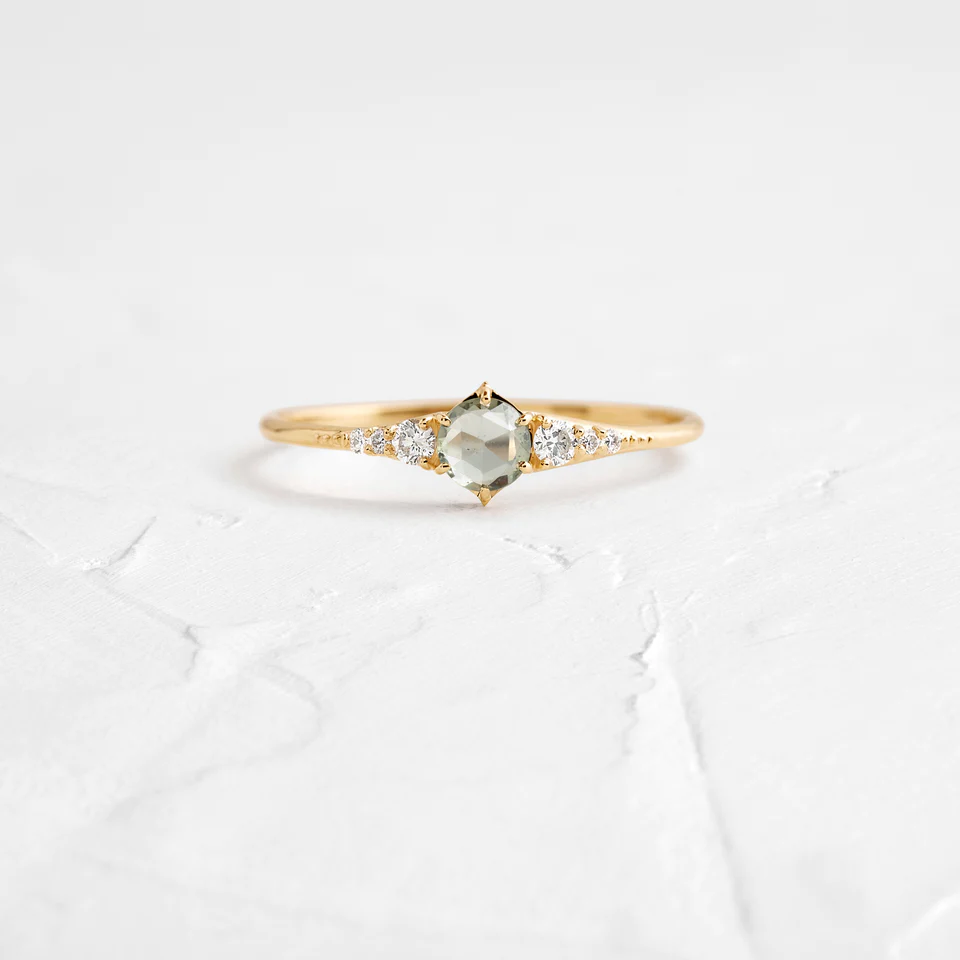 Shoreline Ring, Green Sapphire 925 Sterling Silver Ring