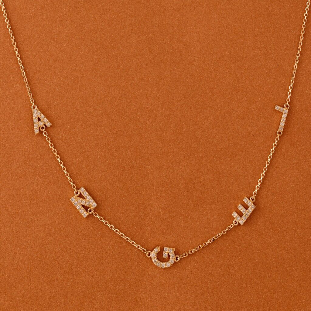Sideway Name Diamond Necklace