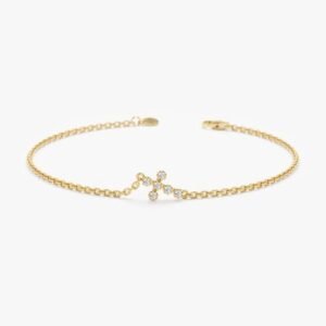 Sideways Diamond Cross Bracelet