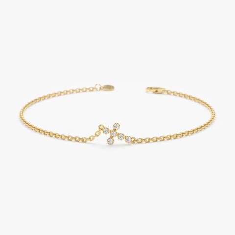 Sideways Diamond Cross Bracelet