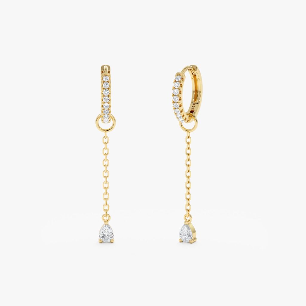 Single Diamond Drop Charm Huggies