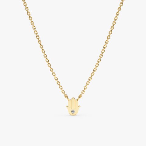 Single Diamond Hamsa Necklace
