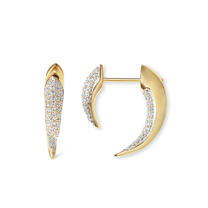 Small White Diamond Horn Earrings