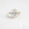 Oval cut engagement ring with polished gold-plated band