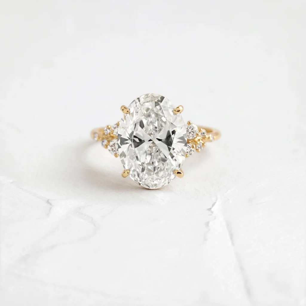 Snowdrift Ring, Oval Cut Diamond Engagement Ring