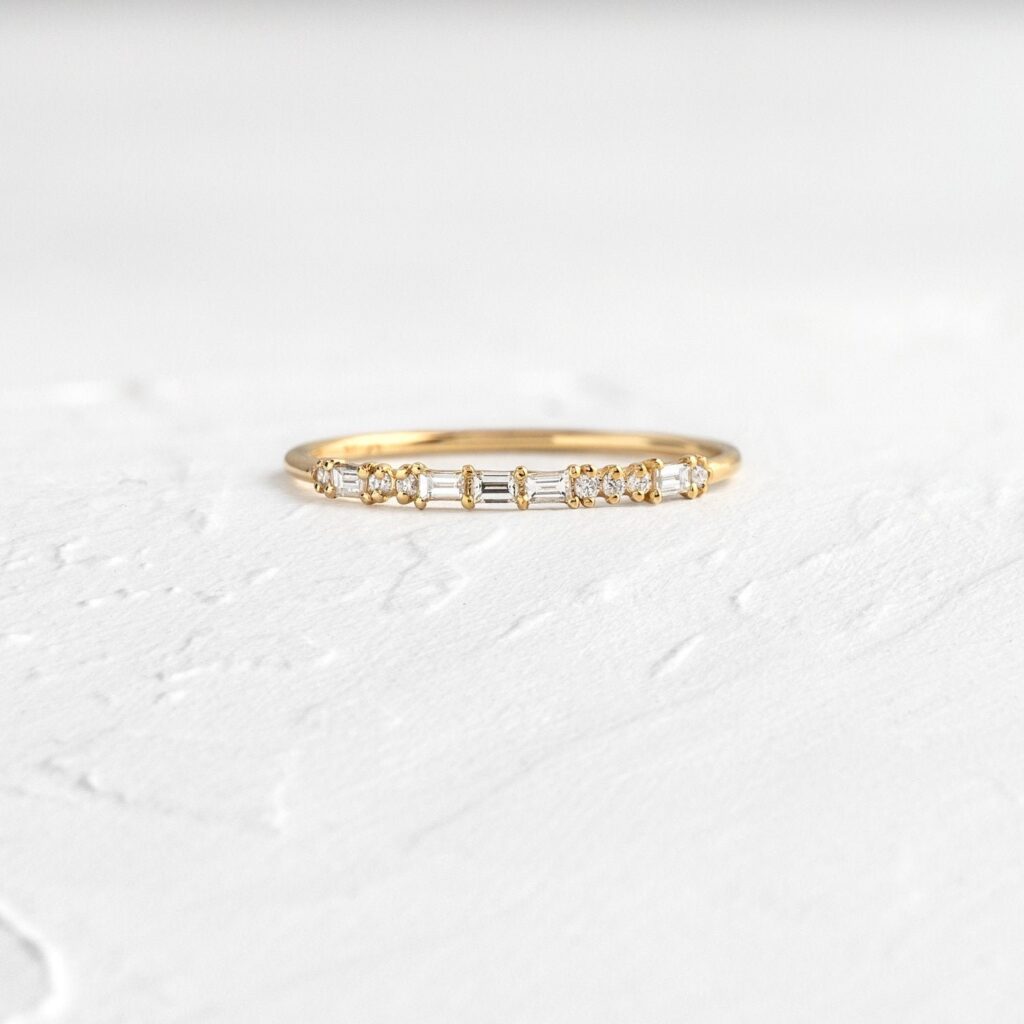 Stacking Baguette Diamond 925 Sterling Silver dainty Ring