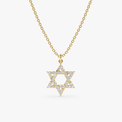 Star of David Diamond Charm Necklace