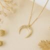 13.5 x 13.5 mm crescent horn pendant necklace