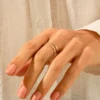 925 Sterling Silver Stunning Pave Diamond Double Wedding Band