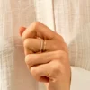 925 Sterling Silver Stunning Pave Diamond Double Wedding Band - Image 3