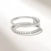 925 Sterling Silver Stunning Pave Diamond Double Wedding Band - Image 5