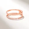 925 Sterling Silver Stunning Pave Diamond Double Wedding Band - Image 6