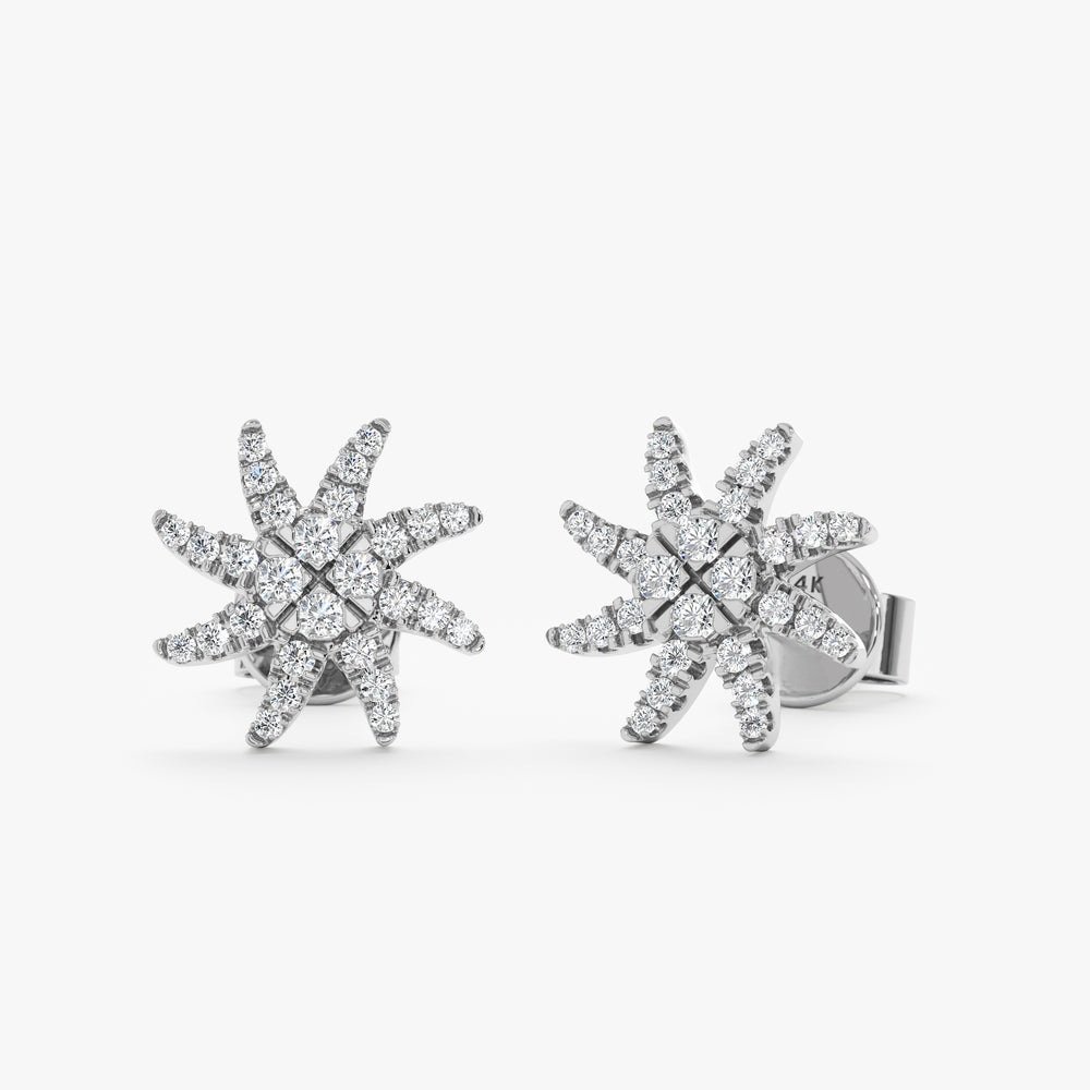 Sunburst Diamond Stud Earrings