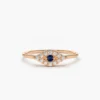 Swarish Diamond and Sapphire Evil Eye Silver Ring - Image 7