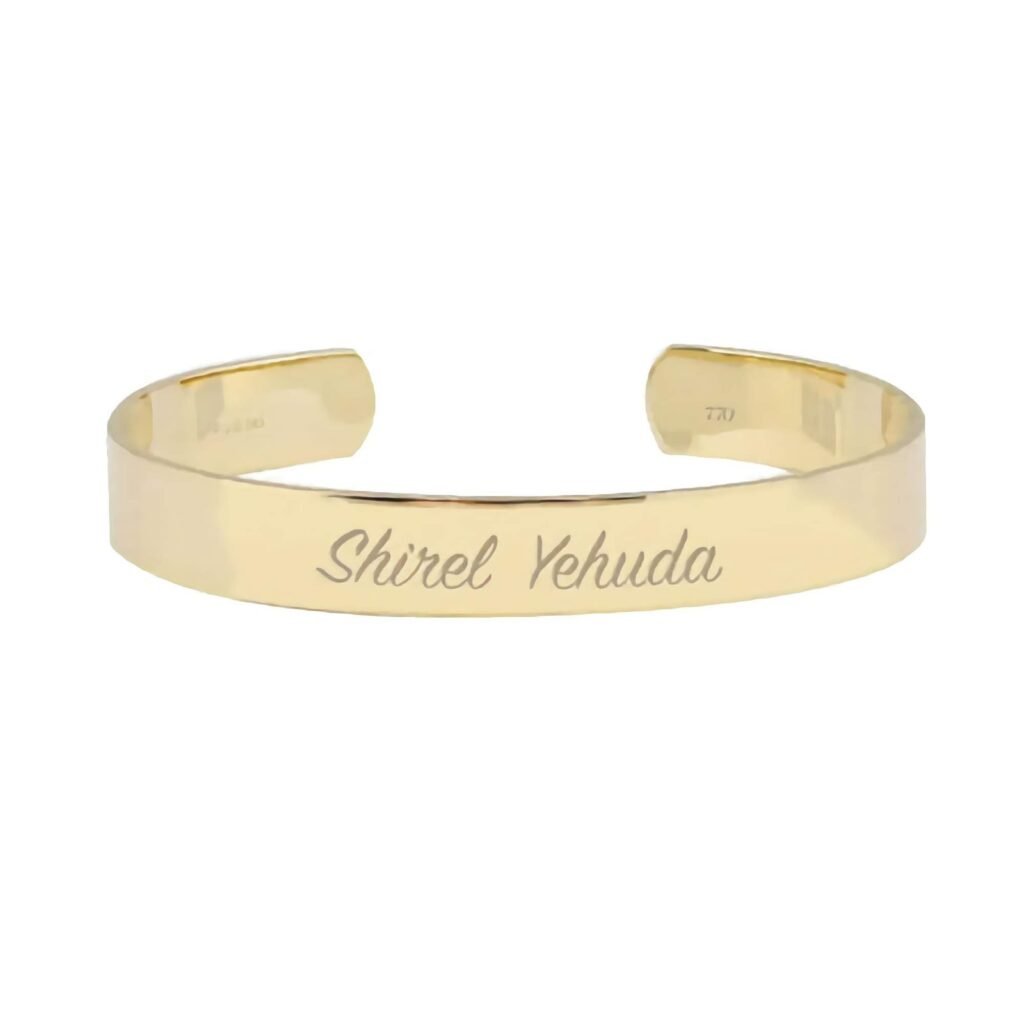 Swarish Solid Personalized Cuff Silver Bangle