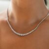 925 Sterling Silver 3-Prong Diamond Riviera Necklace - Image 2