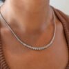 925 Sterling Silver 3-Prong Diamond Riviera Necklace - Image 4