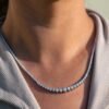925 Sterling Silver 3-Prong Diamond Riviera Necklace - Image 5