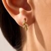 Diamond leaf 925 sterling silver earring with delicate leaf design